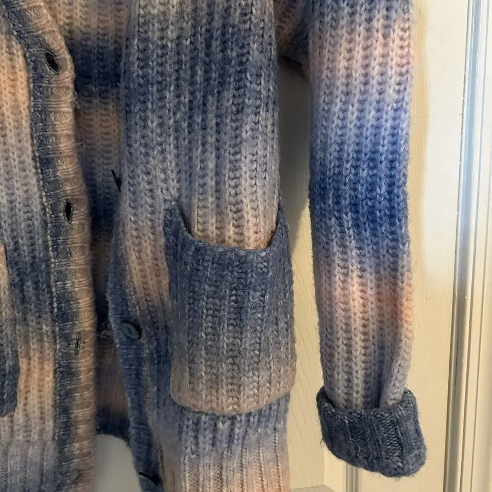 For Love and Lemons Celeste Cardigan Sweater Pink Blue Tie Dye Ombre Size XS - Picture 4 of 10